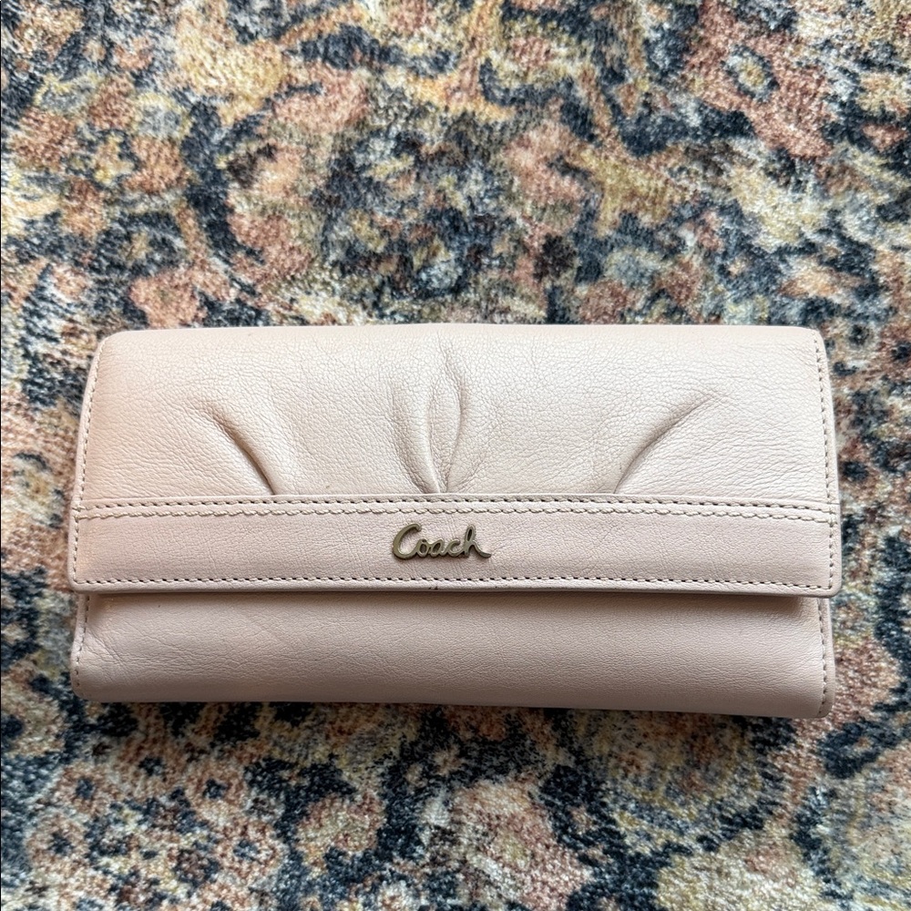 Coach Soft Leather Foldover Wallet - Pale Pink